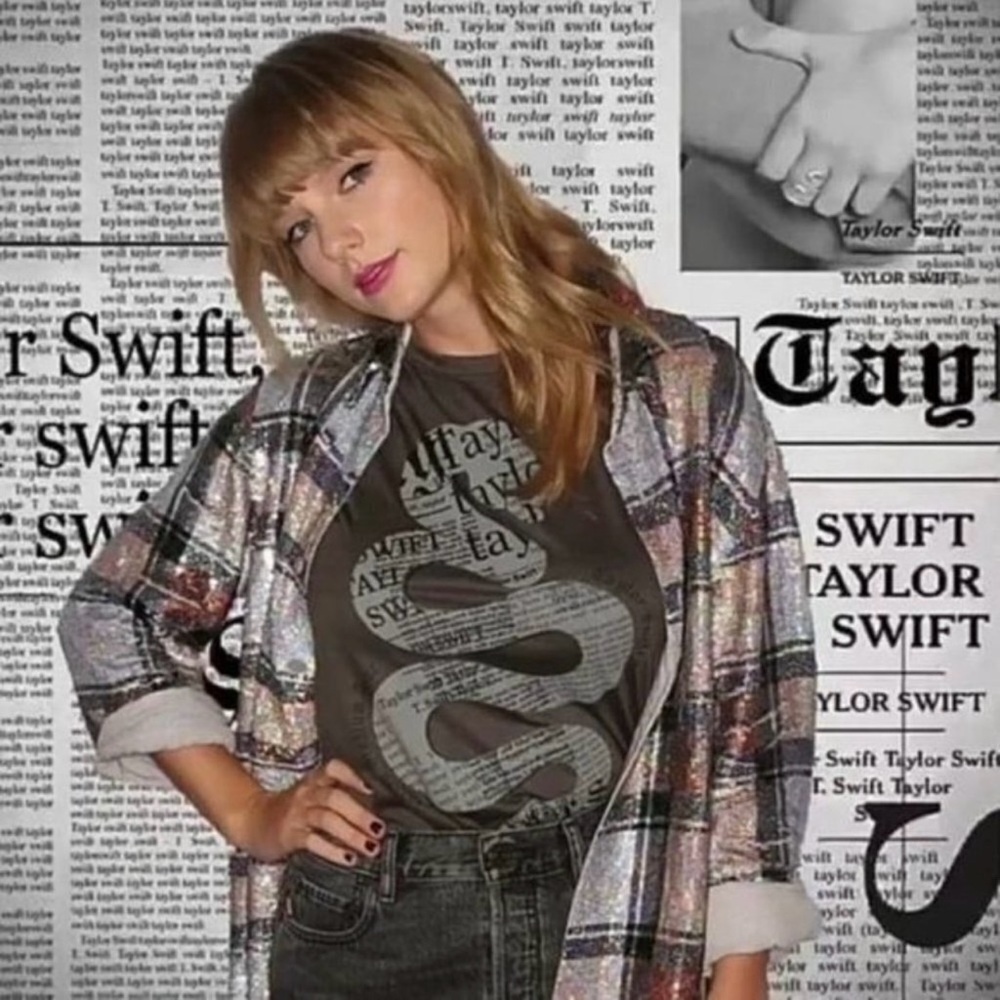 Taylor Swift Reputation Stadium Tour Tank Top Muscle Tee Gray Snake Size S